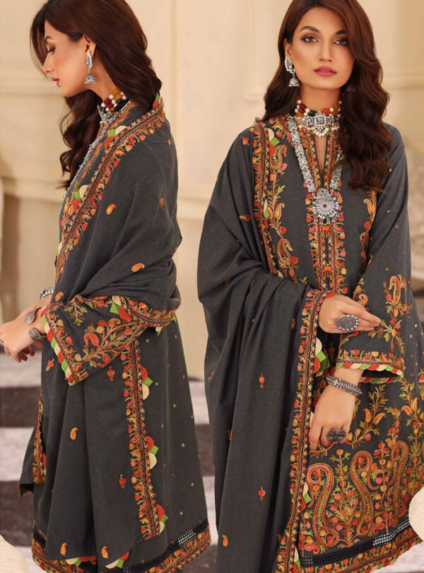Gul Ahmed 3 Pc Pashmina Shawl Unstitched Dress (PS 09) - Image 3