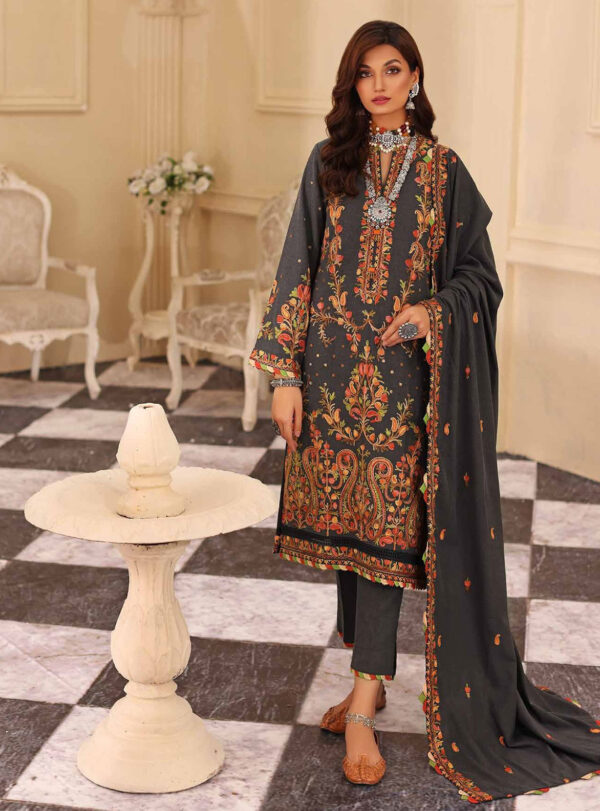 Gul Ahmed 3 Pc Pashmina Shawl Unstitched Dress (PS 09) - Image 2