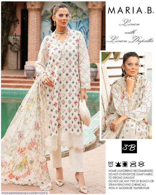 3 Pcs Women's Unstitched Linen Digital Print Suit