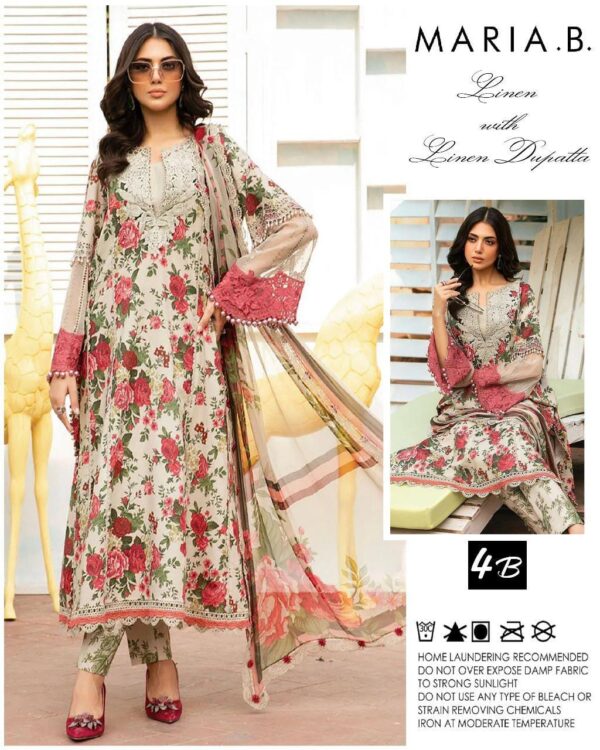 3 Pcs Women's Unstitched Linen Digital Print Suit