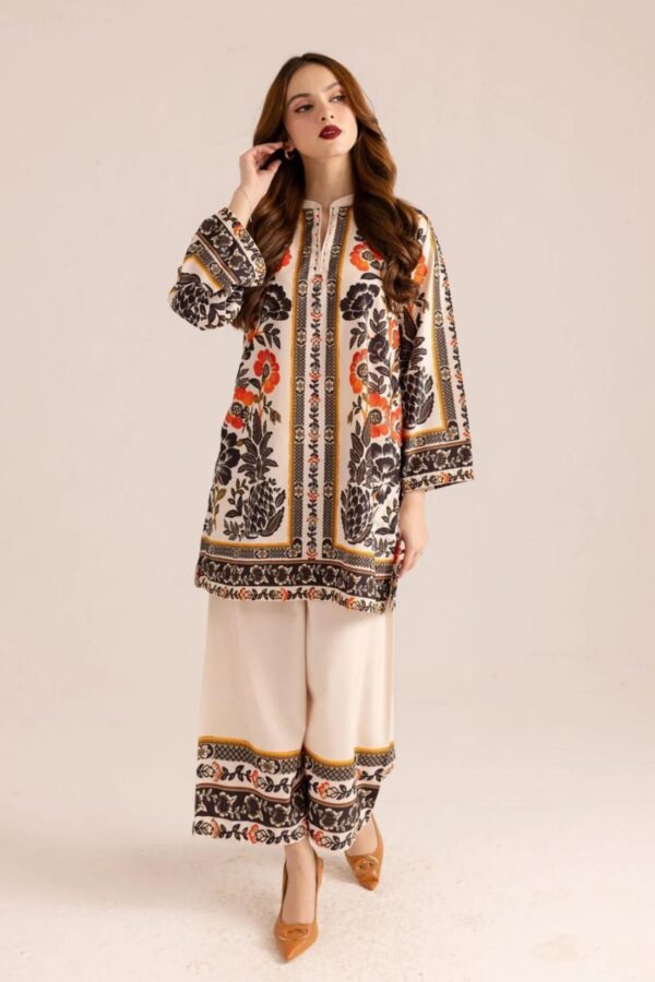 Stunning Printed Women's Stitched Shirt And Trouser Set - 2 Pcs - Image 5